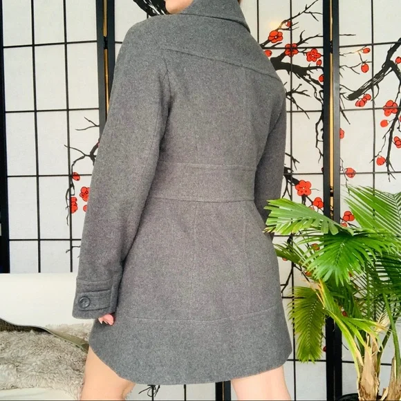 Kenneth Cole Wool Classy Button Down Dress Pea Coat Single Breasted Gray 12 - Picture 7 of 16
